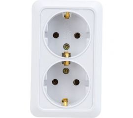 Розетка Intro Quadro двойная с заземлением 2x2P+E Schuko, 16А-250В, IP20, открытая установка, без пластины, белый, Б0053910 