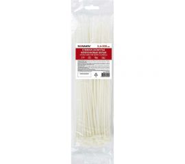 Нейлоновая сверхпрочная стяжка (хомут) SONNEN Power Lock, 3,6x300 мм, 100 шт., белая 607923 