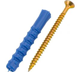 Набор для крепления ВИРТУОЗ дюбель 8x60 К, шуруп 5x70 потайная головка, желтый цинк, 50 шт. 550-00675 