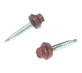 Кровельный саморез Стройметиз 4,8х28 оксидно-красный RAL 3009 уп. 60 шт. коробка с окном 2190014 