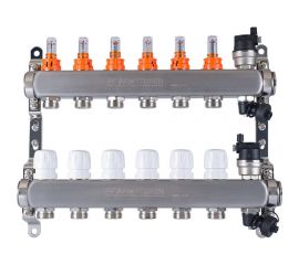 Коллекторная группа PROFACTOR нержавеющая сталь, с расходомерами авто/воздухотвод 1х6 вых 3/4 ЕК PF MB 807.6 