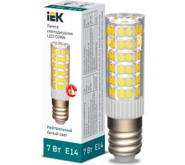 Светодиодная лампа IEK corn капсула 7вт 230в 4000к керамика e14 LLE-CORN-7-230-40-E14 