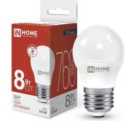 Светодиодная лампа IN HOME LED-ШАР-VC 8Вт 230В Е27 4000К 760Лм 4690612020570 