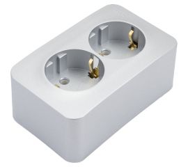 2-ая наружная розетка Schneider Electric Blanca Алюминий, с заземлением, без шторок, 16А, 250В SE BLNRA010213 