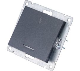 Одноклавишный проходной выключатель UNIVersal с подсветкой серия афина, с/у, 10а, 220в, графит еврослот A0125-Gr 