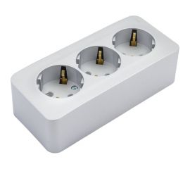 3-ая наружная розетка Schneider Electric Blanca Алюминий, с заземлением, без шторок, 16А, 250В SE BLNRA010313 