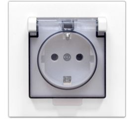 Одноместная розетка с прозрачной крышкой UNIVersal серия афина с/з, с/у, 16а, 220в, белая еврослот A0030 