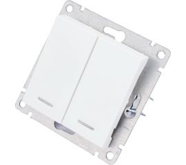 Двухклавишный выключатель UNIVersal с подсветкой серия афина, с/у, 10а, 220в, жемчуг A0123-OBr 