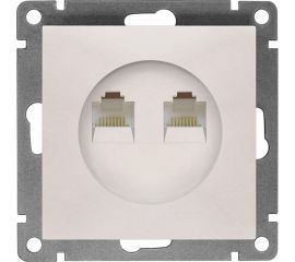 Компьютерная двухместная розетка UNIVersal серия афина с/у, 1а, rj45, жемчуг еврослот A1086-OBr 