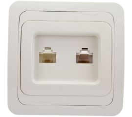 Розетка компьютерная RJ-45 + телефонная RJ-11, белая TDM Валдай SQ1804-0015 