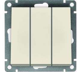 Трехклавишный выключатель UNIVersal серия афина, с/у, 10а, 220в, слоновая кость ivory еврослот A0043-I 