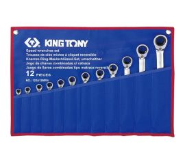 Набор комбинированных трещоточных ключей KING TONY 8-24 мм, чехол из теторона, 12 предметов 122A12MRN 
