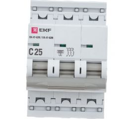 Автоматический выключатель EKF 3P 25А (C) 6кА ВА 47-63N PROxima M636325C 