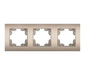 Трехместная горизонтальная рамка UNIVersal серия афина шампань еврослот A0045-Br 