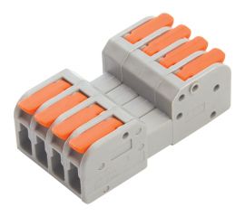 Монтажная компактная клемма STEKKER для подключения фазных проводников, 4 контактные группы, LD221-424 39875 