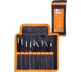 Набор пинцетов для электроники TDM 9 предметов, нержавеющие, антистатика, тканевый чехол, Рубин SQ1025-0810 