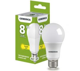 Светодиодная лампа GENERICA A60 груша 8Вт 230В 3000К E27 LL-A60-08-230-30-E27-G 