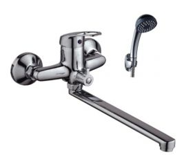 Универсальный смеситель Эверест с плоским прямым изливом и переключателем для душа B22-023 