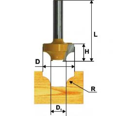Фреза пазовая фасонная (31.8х16 мм; R 9.5 мм; хвостовик 8 мм) по дереву Энкор 9292 