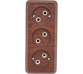 Розетка Intro Quadro 2-205-10 без заземления трехместная 3x2P, 16А-250В, IP20, открытая установка, венге, Б0053815 