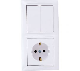 Блок Bylectrica 2 выключателя + розетка с заземляющим контактом СУ, серия СТИЛЬ, белый, 2В-РЦ-693 