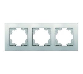 Трехместная горизонтальная рамка UNIVersal серия афина серебро еврослот A0045-S 