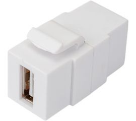 Вставка LANMASTER Keystone USB 2.0, тип A, мама-мама, 180 градусов, белая LAN-OK-USB20-AA/V-WH 