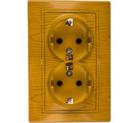 Розетка Lezard, MIRA, двойная, с/з, керамика, ольха, 701-0701-127 