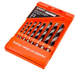 Набор сверл по дереву 3-4-5-6-7-8-9-10 мм, 8 шт, пластиковый кейс Gigant Gdd-13 