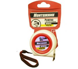 Рулетка с автостопом-трещоткой Монтажник 5 м х 25 мм 604525 