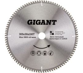 Пильный диск мультирез по алюминию, ламинату, пластику, ДСП 305x30 мм, 100 зубьев Gigant G-110935 