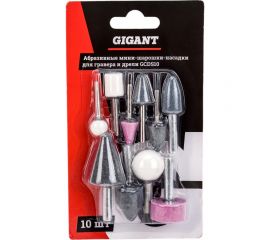 Абразивные минишарошки-насадки для гравера и дрели, хвостовик 3.2 и 6 мм, 10 шт Gigant GCDS10 