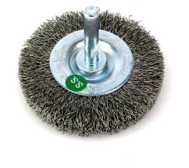 Щетка для дрели дисковая 63x10 мм, с хв-м 6 мм, гофрированная нержавеющая сталь 0.30 мм 13-172 EuroBrush EB-D63SS 