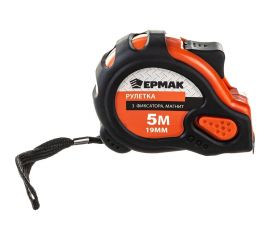 Рулетка ЕРМАК ""Магнит"", 3 фиксатора, обрезиненный корпус, 5мх19мм 658-019 