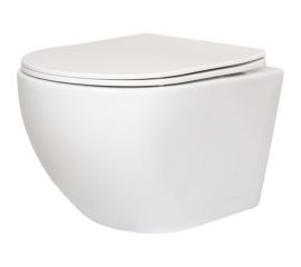 Подвесной безободковый унитаз San More Fiaba белый, с сиденьем микролифт SMT971901 