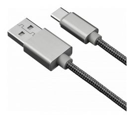 Дата-кабель AKAI Type C, 1м, 2,1А, нейлон, серебристый CE-463S 