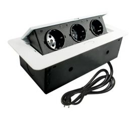 Выдвижной встраиваемый розеточный блок Inrior на 3 EURO розетки, TORO-03-10 