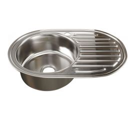 Мойка mixline овальная, 50х77х16 см, 0.6, левый выпуск 3 1/2, с сифоном 528188 