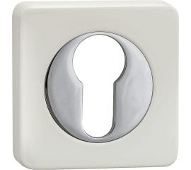 Квадратная накладка РЕНЦ на цилиндр белый/хром ET 02 W/CP 