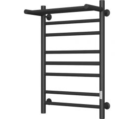 Электрический полотенцесушитель Маргроид с полкой, из стали, встроенный диммер, правый ТЭН, В10 80x50см, черный 4690569263426 