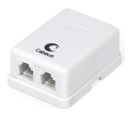 Двойная внешняя телефонная розетка RJ-12(6P4C) Cabeus белая WS-6P4C-TEL-2 