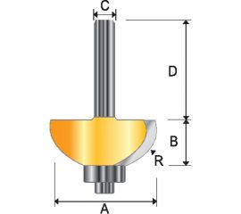 Фреза внешний радиус Галтель (28.6х12.7х8х32 мм; R9.52 мм; S8) Makita D-11477 