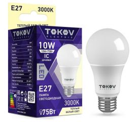 Светодиодная лампа TOKOV ELECTRIC 10Вт А60 3000К Е27 176-264В TKE-A60-E27-10-3K 