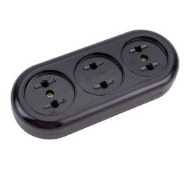 Розеточная колодка TDM Ретро 3 гнезда, 2П, 16А, 250B, карболит SQ1806-0104 