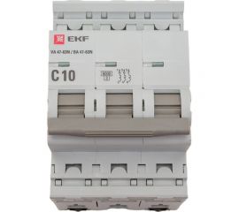 Автоматический выключатель EKF 3P 10А (C) 6кА ВА 47-63N PROxima M636310C 