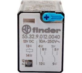 Промежуточное реле Finder 2 перекидных контакта 10А, = 12В DC, 553290120040 