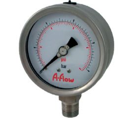 Манометр от 0 до 1.6 бар из нержавеющей стали, D100 мм, NPT 1/2"", штуцер снизу A-Flow G32-S-8N-100A-1,6bar 