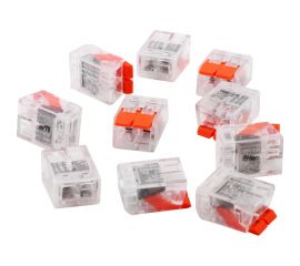 Строительно-монтажная клемма Volsten V02-9w-221-412 (СМК, 2 провода до 4 мм, 32А, 450 В, 10 шт. оранж.) 15234 