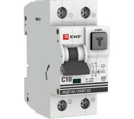 Дифференциальный автомат EKF PROxima АВДТ-63 10А, 30мА, характеристика C, электромеханический, тип AC, 6кА DA63-10-30-AC 