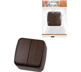 Выключатель TDM 2-кл. открытой установки IP20 10А, венге ""Дача"" Народная SQ1824-0042 